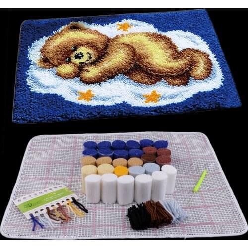 Handmade Latch Hook Rug Kits Carpet Cushion Needlework Crocheting Embroidery Kit