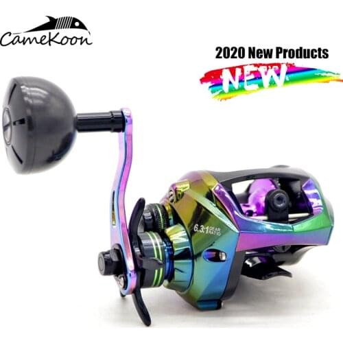 CAMEKOON Colorful Baitcasting Fishing Reel Carbon Reel Handle 6.3:1 Gear Ratio Magnetic Brake System Saltwater Reel Low Profile