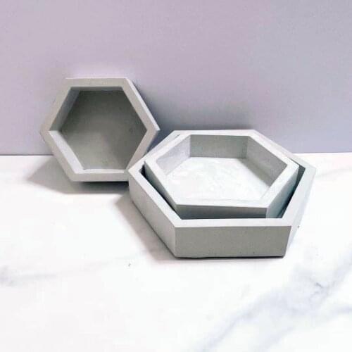 Hexagon Combination Flower Pot Mould Hexagonal Storage Cement Silicone Mold Trinket Tray Mold Concrete trinket dish Resin Mold