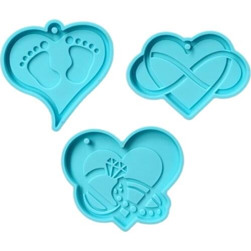 Keychain Silicone Mold Love Heart Mould With Hole Keyring Pendant DIY Crafts Drop shipping