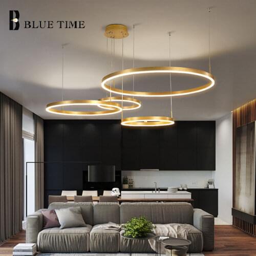 Modern LED Chandelier Home Indoor Chandelier Lamps for Living Room Dining Room Kitchen Parlor Ceiling Hanging Lights Gold Coffee