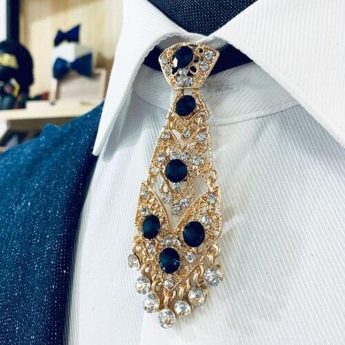 Personality Crystal Neckties Wine Party Wedding Ceremony Metal Short Luxury Tie Men Accessories