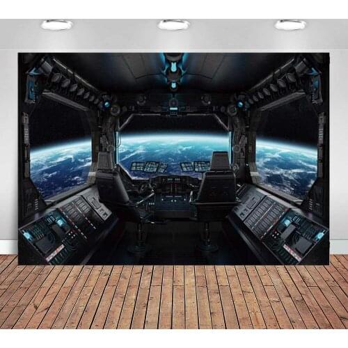 Space Flight Spacecraft Cockpit Science Fiction Backdrop Photography Picture Family Room Decoration Kids Custom Vinyl Background