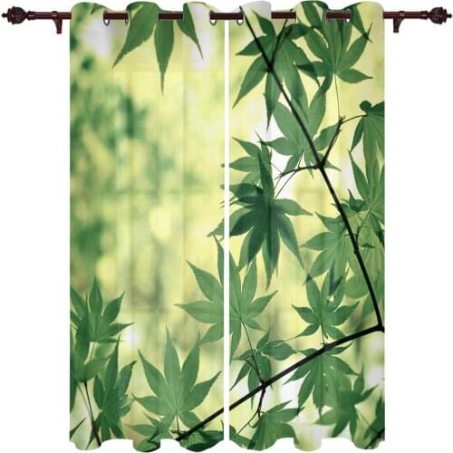 Leaves Green Meridians Nature Kitchen Curtain Kids Bedroom Living Room Balcony French Windows Curtain Fabric Pergola Bathroom