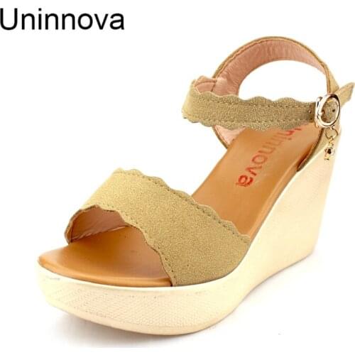 Sandals Wedges Shoes for Women High Heeled Comfortable Leisure Casual Sandals Summer Shoes Extra Small Size 32 Uninnova WSA015
