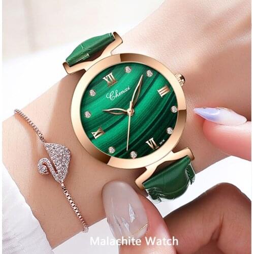 CHENXI 303 Simple Design Ladies Trend Wind Small Green Watches Fashion Elegant Dress Party Waterproof Women Wristwatch Clock