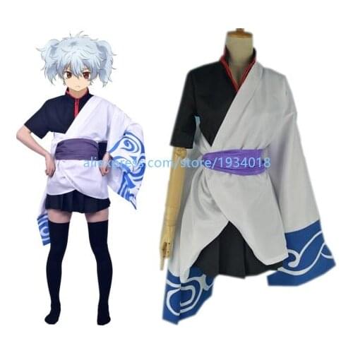 Anime Gintama Sakata Gintoki Female Lolita Kimono Cosplay Costume Full Set Women Uniform