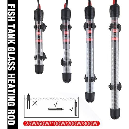 1pc 220V Aquarium Heater Submersible Aquarium Heater Tropical Heat Quartz Fish Tank 25-300W Thermostat Parts