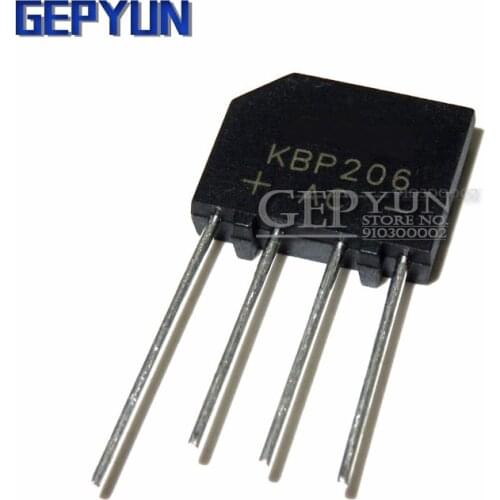 10PCS KBP206 KBP206G ZIP Bridge Rectifier 2A 600V Gepyun