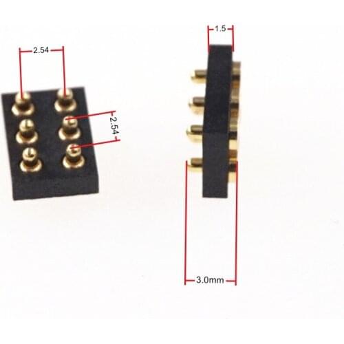 2pcs Spring Loaded Pogo Pin connector 6 Position 2x3 Pins 2.54 mm Grid Pitch SMT 3.0 mm Height Dual Row Surface Mount PCB