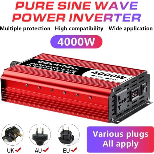 2600W/3000W/4000W Improved power pure sine wave inverter 12V220V DC LCD screen is suitable for solar converter automobile socket
