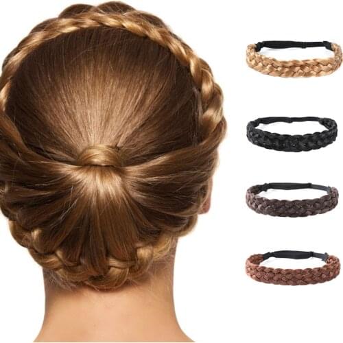 3.5cm Wide Synthetic Wig Twist Elastic Hair Bands Braids Bohemian Plait Headbands For Women Stretch Girls Hair Accessories