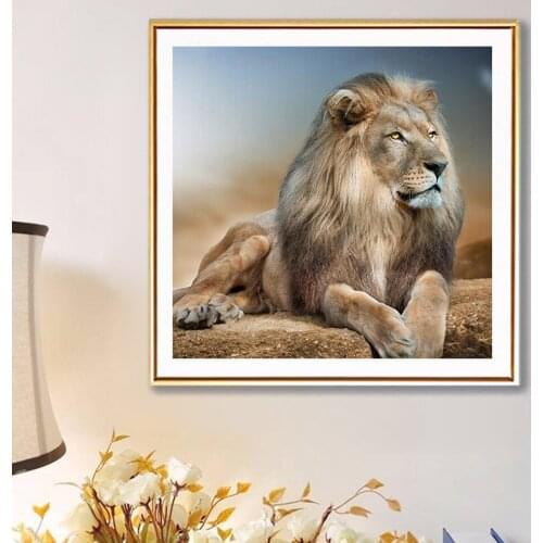 5D diy Diamond Painting Lion Cross stitch Full Square Round Drill Diamond Embroidery Animal Rhinestones Picture Diamond Mosaic