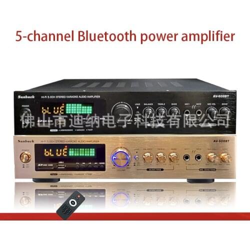 600W 110V/240V 5-channel High-power Amplifier Bluetooth Home Amplifier Karaoke Audio Radio Card Power Amplifier AV-608BT