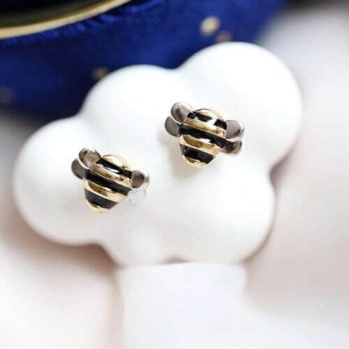 925 Sterling Silver Bee Stud Earring For Women Wedding Party Jewelry Pendientes Accessories eh052