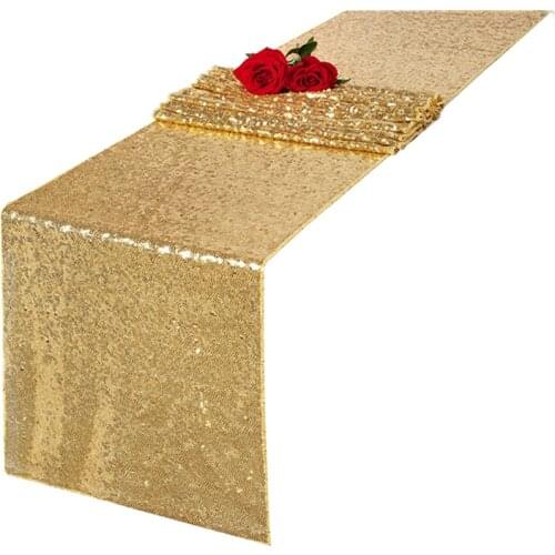 Sequin Table Runner Gold Glitter Table Linens Gift Packing for Outdoor Party Wedding Birthday Holiday Celebration Decorations