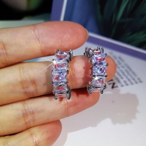 Big Bling AAAAA Zircon Stone Silver Color Stud Earrings for Women Fashion Jewelry Korean Earrings 2021