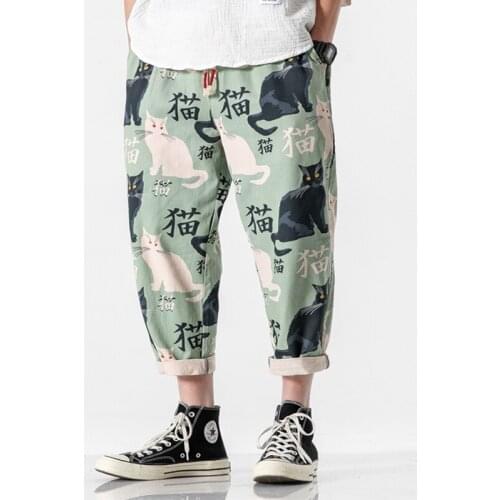 Man Printed Summer Vintage Casual Pants Mans Chinese Style Oversize Harajuku Thin Pants 2021 Male Summer Bottoms
