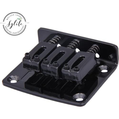 Black Zinc Alloy Guitar Bridge Tailpiece & Screws & Wrench for 3 String Cigar Box Guitar