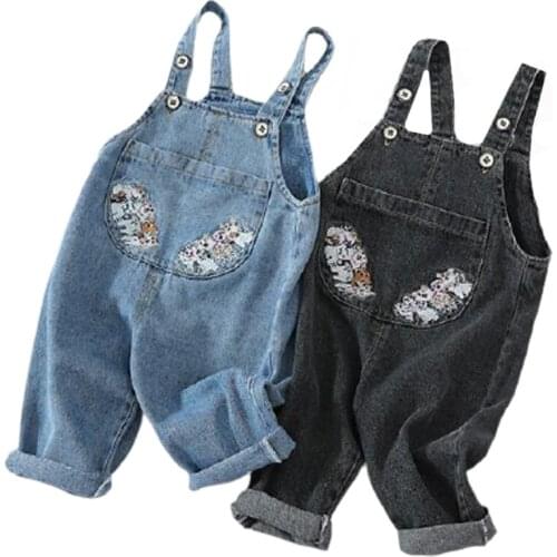Kids Jumpsuit Teenage Jeans Girls Denim Overalls Autumn Winter Children Clothing Casual Boys Kids Suspender Trousers Girls Solid