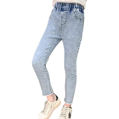 Jeans Girl Solid Color Girl Jeans Spring Autumn Jeans Kids Casual Style Childrens Clothing 6 8 10 12 14