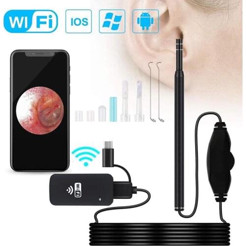 Ear Cleaning Endoscope,WiFi 3 in 1 Borescope Inspection Ear Wax Remover Tool 1.3 MP HD Waterproof Camera with 6 LED For iphone