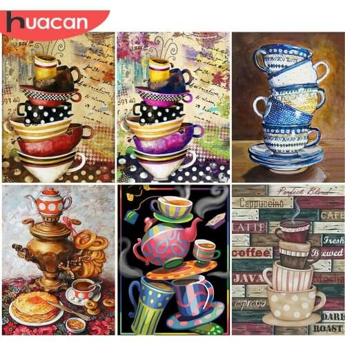 HUACAN Diamond Painting Coffee Cup Rhinestone Kit Handicraft 5D DIY Diamond Embroidery Landscape Mosaic Decor For Home