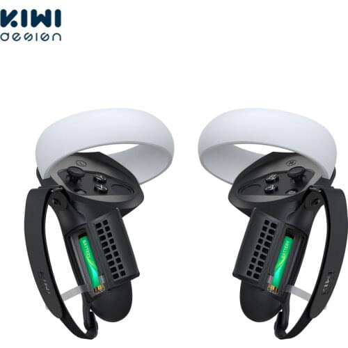 KIWI design Controller Grips Cover Accessories for Oculus Quest 2 with Battery Opening Protector with Knuckle Straps