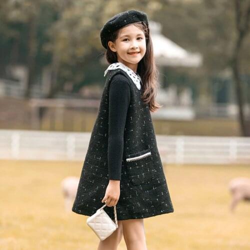 Sweet Princess Straight Dress For Girls Spring Autumn Print Sleeveless Gowns With Pockets Kid Daily Street Dresses Child Clothes