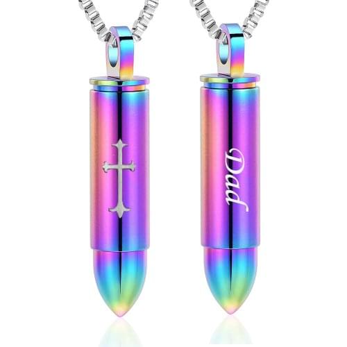 Cremation Jewelry Bullet Urn Ashes Necklace for Women Men Cylinder Keepsake Memorial Locket for Dad