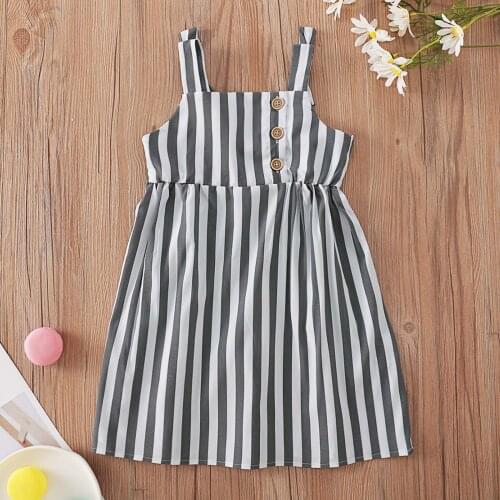 Summer Toddler Kids Baby Girls Dress Straps Striped Dress Princess Casual SunDress Party Dresses for Girls Fashion Girl Clothes
