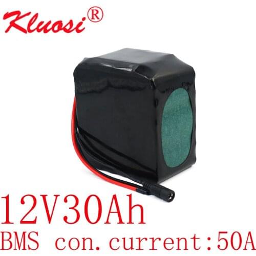 KLUOSI 12V 30Ah 500W 3S12P High-power 12.6V Lithium Battery Pack for Inverter Solar Sightseeing Car Childrens Car with 50A BMS