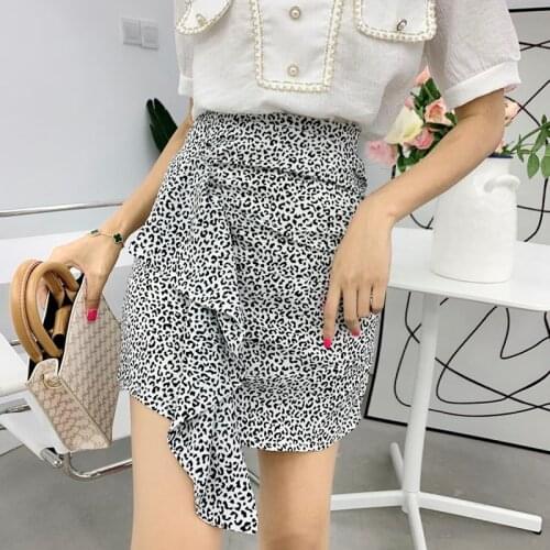 Summer Leopard Mini Skirt Women Harajuku Korea Fashion High Waist A-Line Skirt Female Vintage Streetwear 2021 Trend Jupe