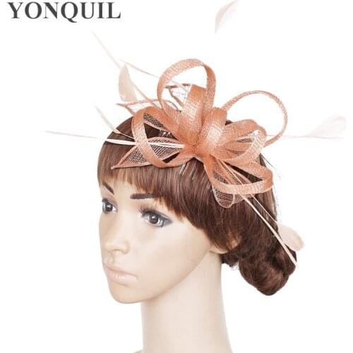 Nice Sinaamy Fancy Fashion Headwear Ladies Wedding Linen Hair Fascinatos Hat Elegant Ladies Formal Party Headdress Hair Pins
