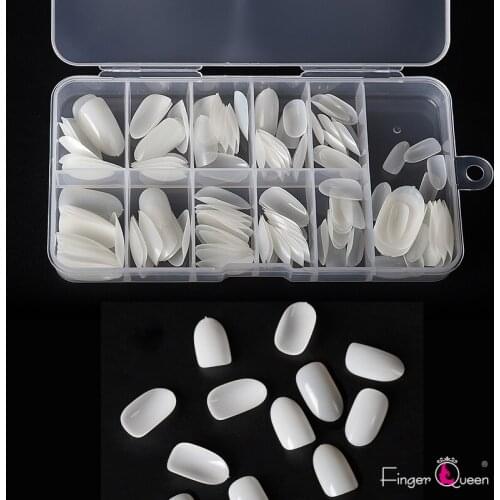 Finger Queen 100Pcs+Box Oval Round False Nails Tips Full Cover Fake Nail 1 box of 100 fake nails