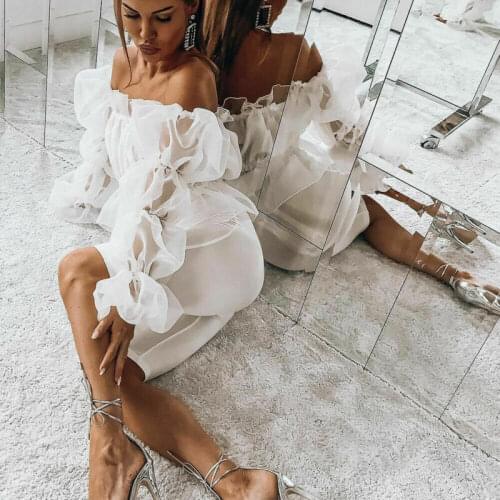 New Women Cropped Tops Sheer Tee Casual T-shirts Mesh Puff Sleeve Blouse Slim Fit US