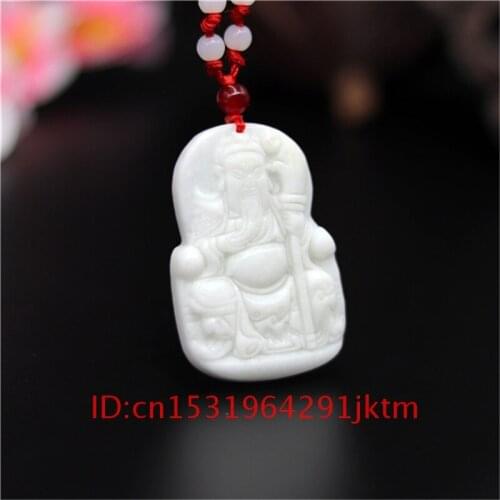 Gifts Jewelry Natural Accessories Guanyu for Jade Amulet Fashion White Necklace Chinese Charm Carved Pendant Men