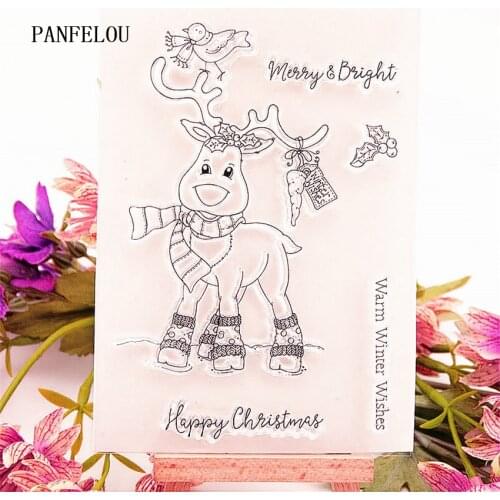PANFELOU 10.5x14cm Easter deer Transparent Silicone Rubber Clear Stamps cartoon for Scrapbooking/DIY Easter wedding
