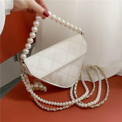 Ladies luxury brand handbag 2021 pearl triangle bag female designer fashion chain shoulder messenger bag female