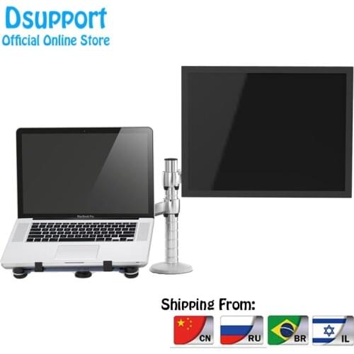 Table Full Motion OA-7X Multimedia Desktop Dual Arm 25 inch Monior Holder+ Laptop Holder Stand Dual Monitor Mount Arm Stand