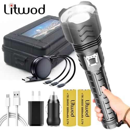 Super Bright XHP90.2 4-core Zoomable High Quality Led Flashlight Powerbank Function Usb Rechargeable 18650 26650 Battery Torch