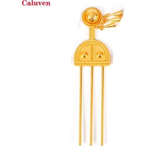 Bridal Jewerly Ethiopian hairpin Gold hair piece from Africa Dubai Pin / banasha hair sticks hair pieces