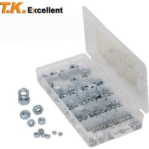 T.K. Excellent Din 934 Zinc Plated Hex Nuts Metal Lock Nut Assortment Kit,190Pcs