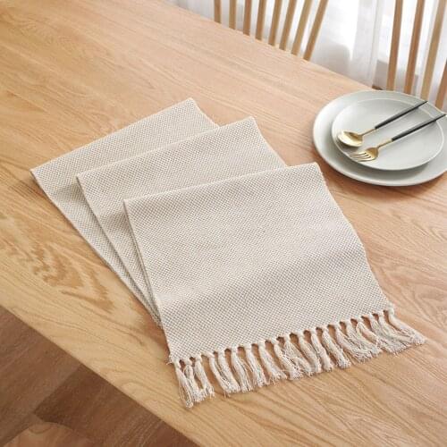 Simple Style Woven Table Cloth Walf Checks/Wave Decorative Table Runner Flag Covers for Dining Room Restaurant