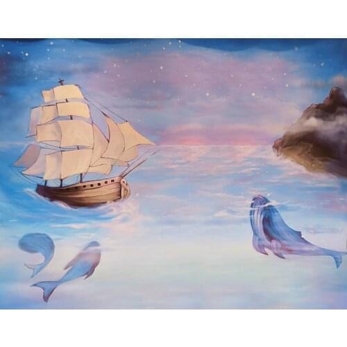 Fancy sea boat backdrops newborn photo vinyl birthday decorated photo backgrounds for photo Studio accessories photophone NB-210