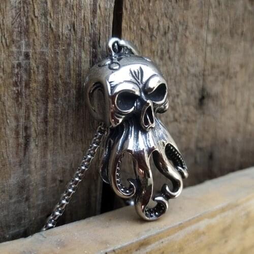 Vintage Cthulhu Octopus Pendant Necklace Punk Stainless Steel Ocean Animal Necklace For Men Women Fashion Street Hip Hop Jewelry