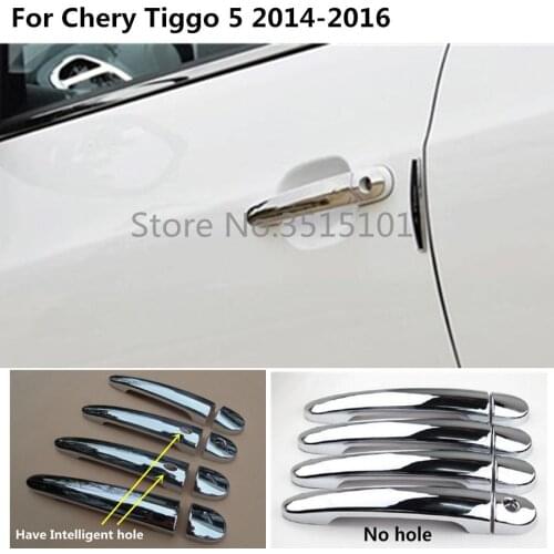 Car cover protection detector stick frame lamp trim ABS chrome car door handle 8pcs For Chery Tiggo 5 Tiggo5 2014 2015 2016