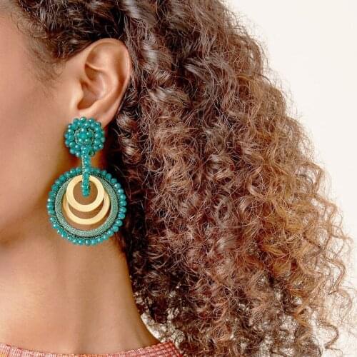 DM Creative Design Crystal Drop Earrings Handmade For Women Add Charm Round Pendant Oorbellen Exquisite Luxury Accessories