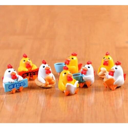 ZOCDOU 1 Piece Cartoon Read Study Chicken Chook Hen Effort Animal Doll Toy Model Statue Figurine Ornament Miniatures Home DIY