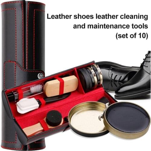 1 Set Leather Shoes Polish Cleaning Kit Keep Shiny Clean Tools for Shoes Bags D1